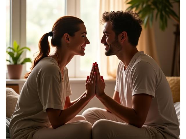Jovem casal a praticar ioga