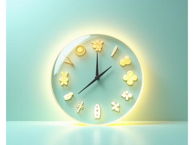 Uma ilustração de um relógio com diferentes tipos de alimentos correspondendo a horários do dia, simbolizando a nutrição circadiana e o timing das refeições.
